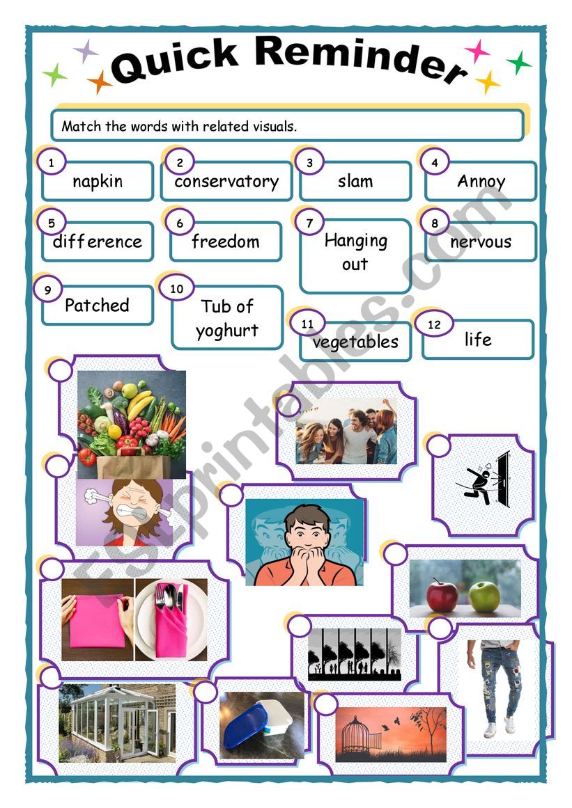 A2 - B1 vocabulary practice - a quick reminder