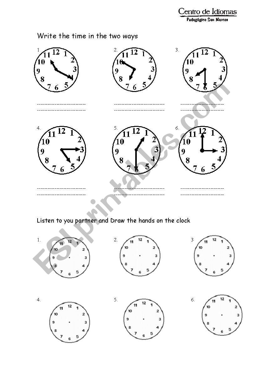 telling the time worksheet