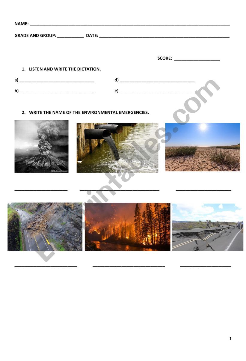 ENVIRONMENTAL EMERGENCIES TEST 1