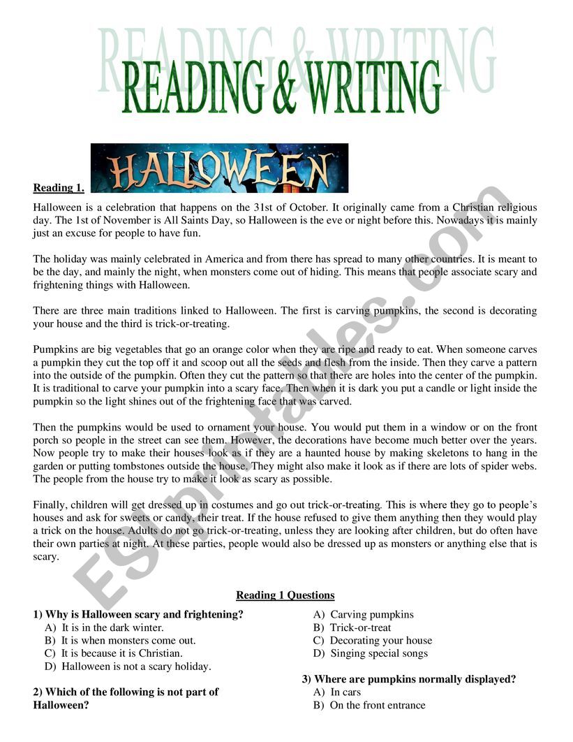 READING & WRITING worksheet