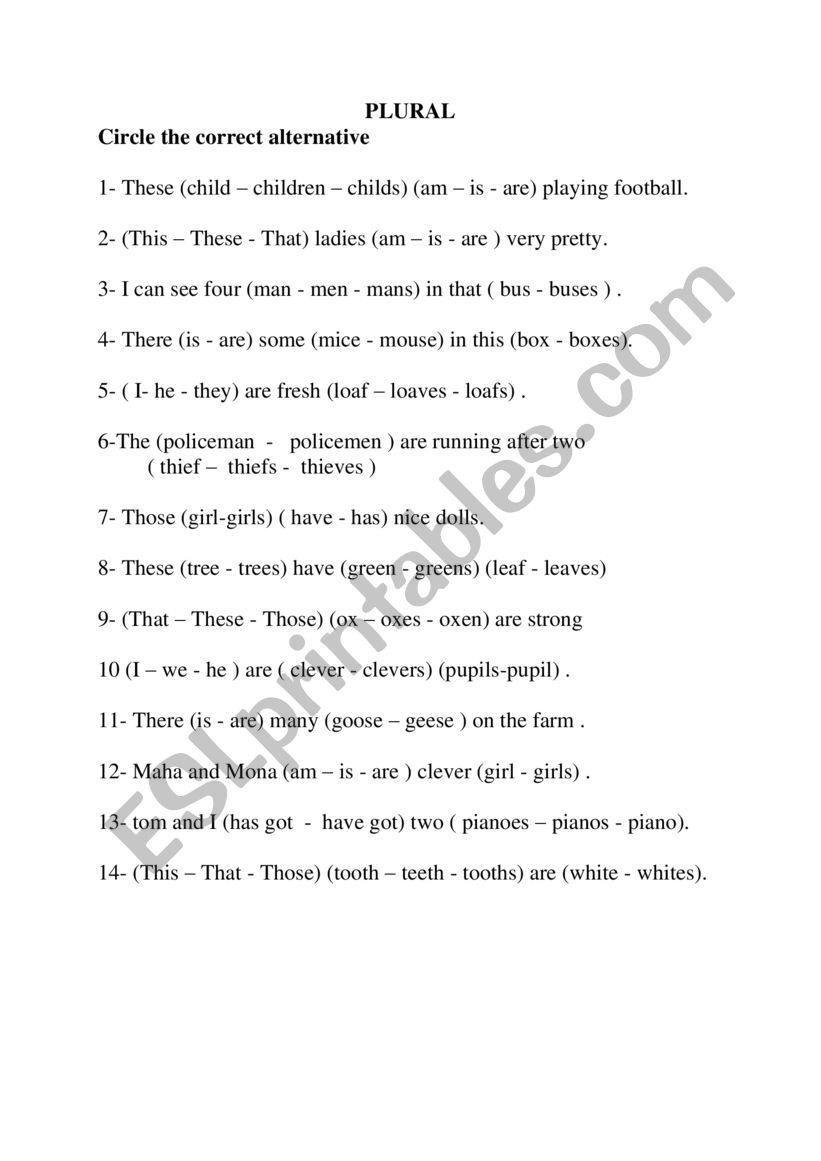 prepositions of place and plural 