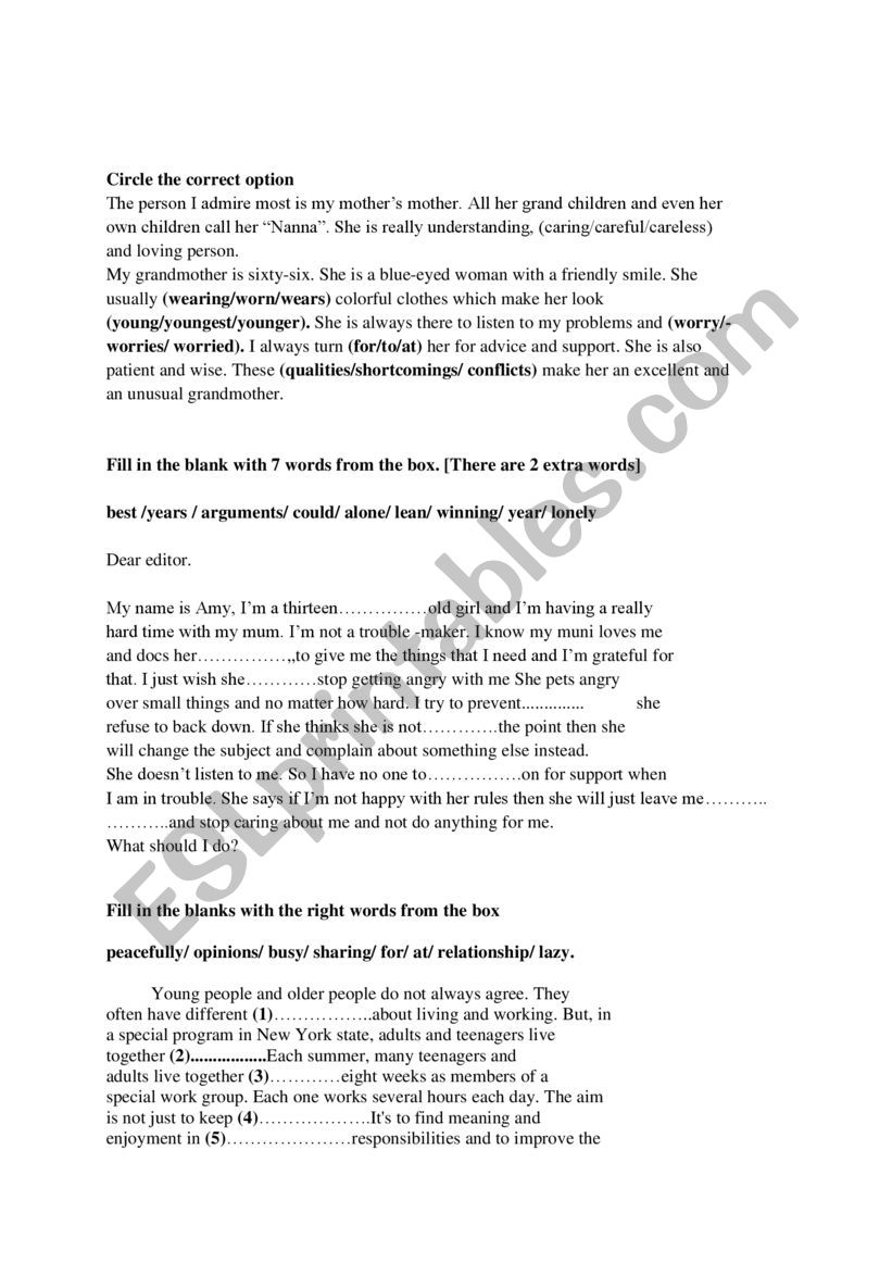 remedial Work 9th form worksheet