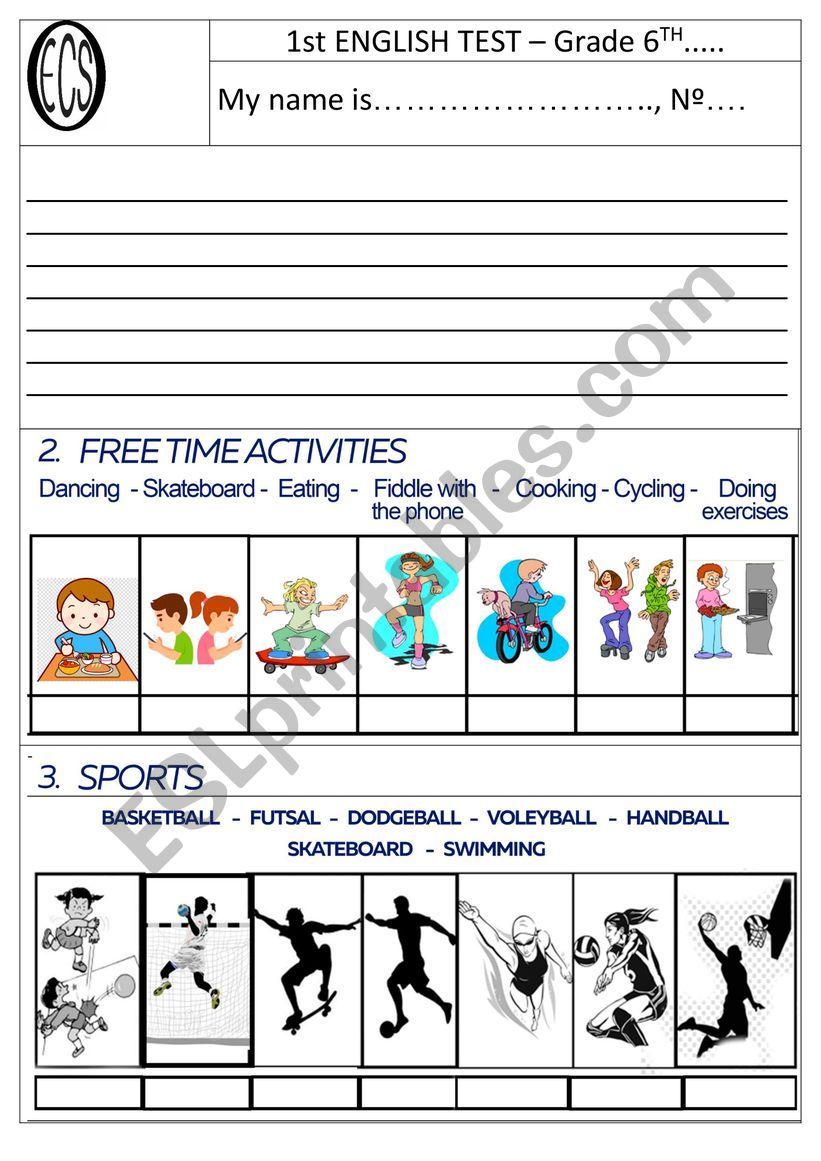 Sports  worksheet