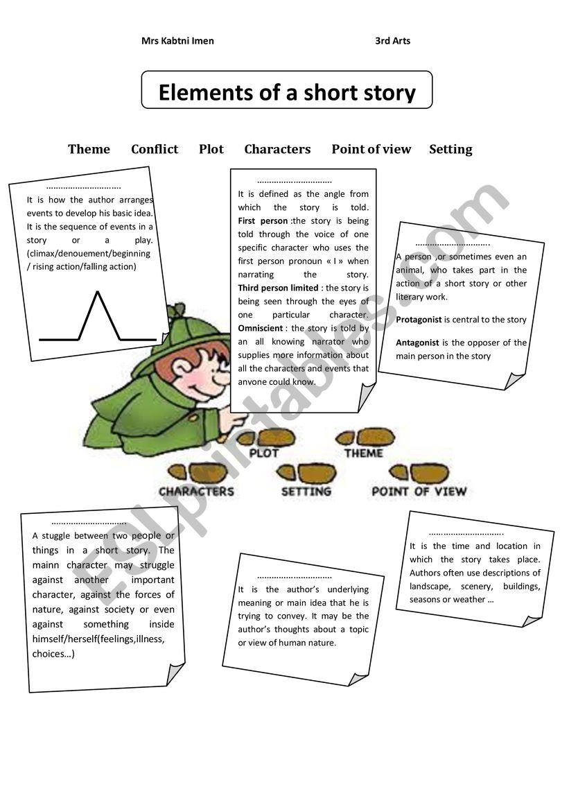 elements of a short story - ESL worksheet by Imenk Intended For Elements Of A Story Worksheet