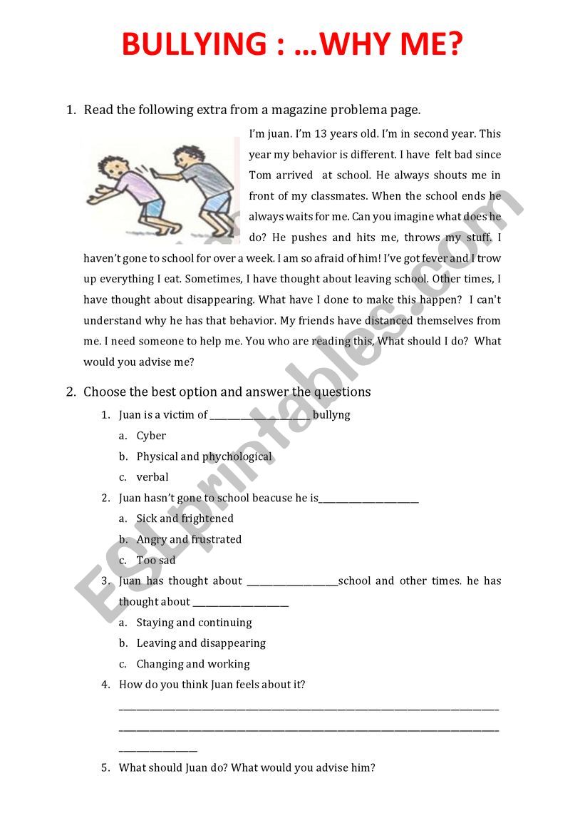 PRESENT PERFECT - BULLYING  worksheet