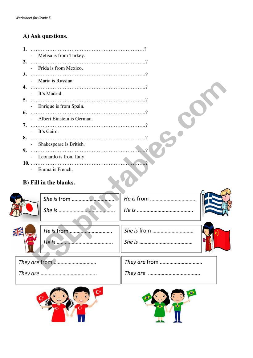 countries and nationalities worksheet