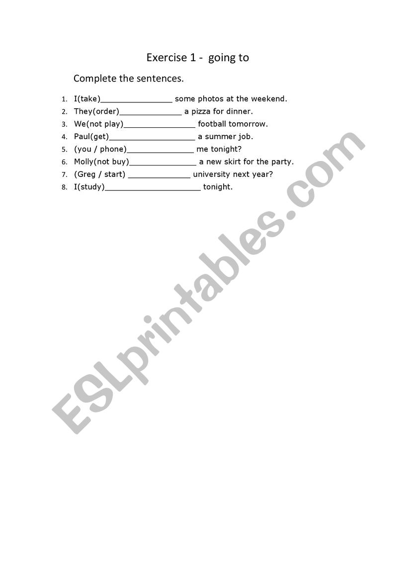 exercises- going to worksheet