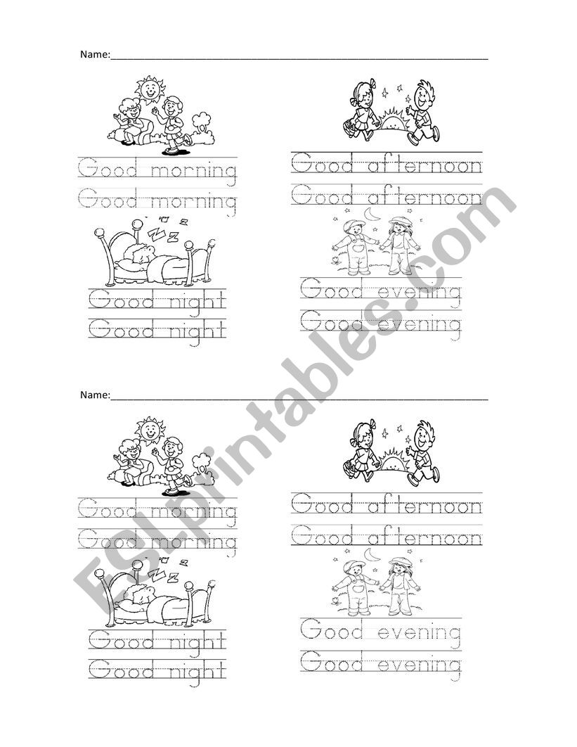 greetings worksheet