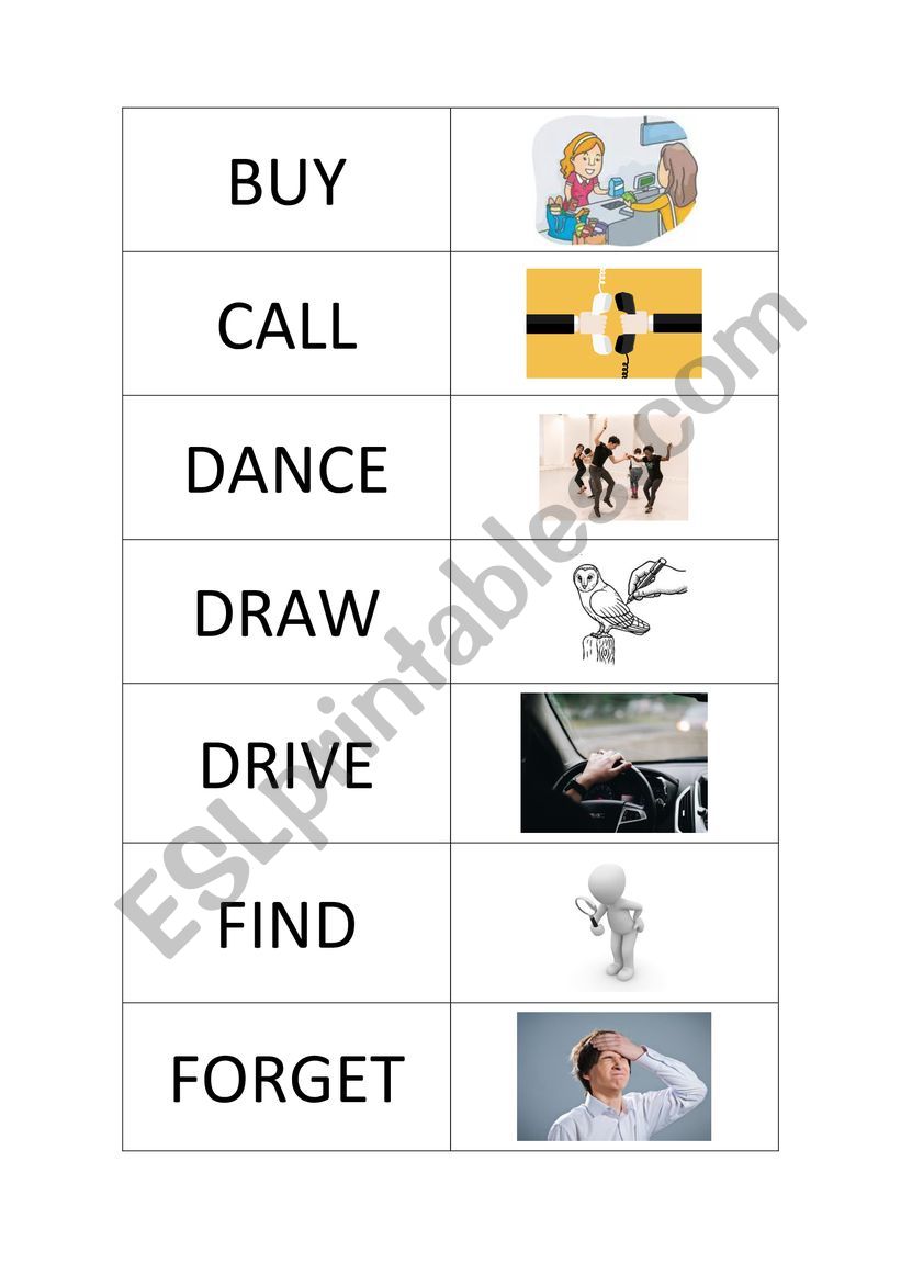 Verbs Memory Game worksheet