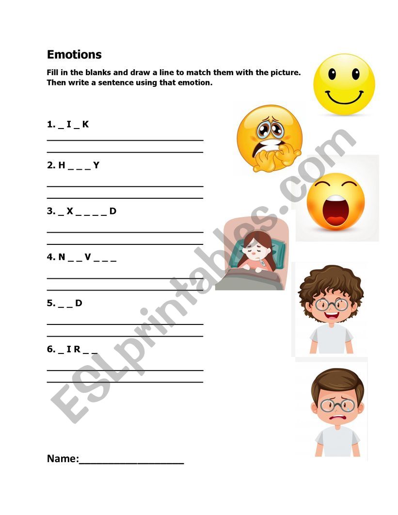 Simple Emotions worksheet