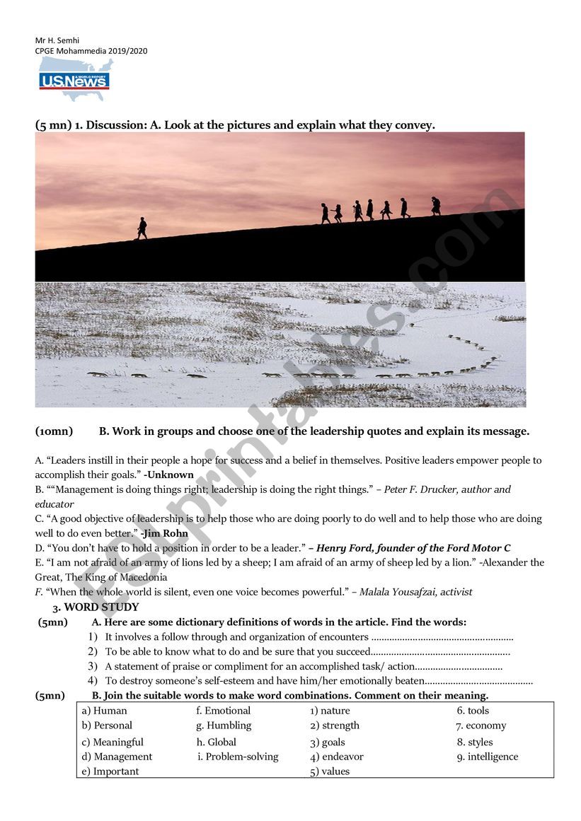 Critical Reading worksheet