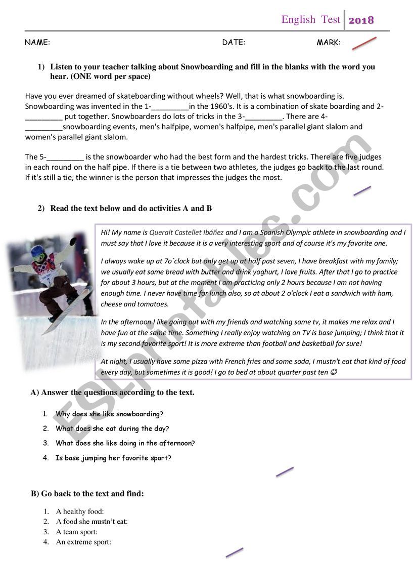 Sports  worksheet