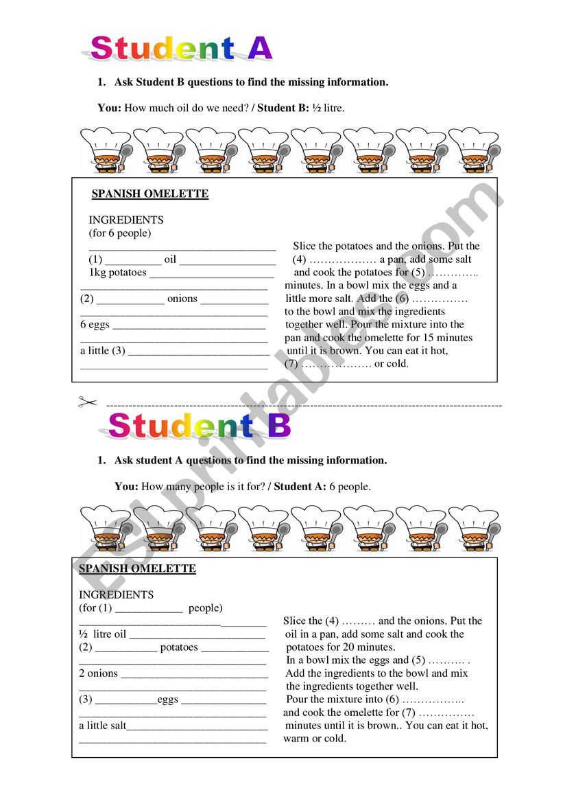 Spanish Omelette  worksheet