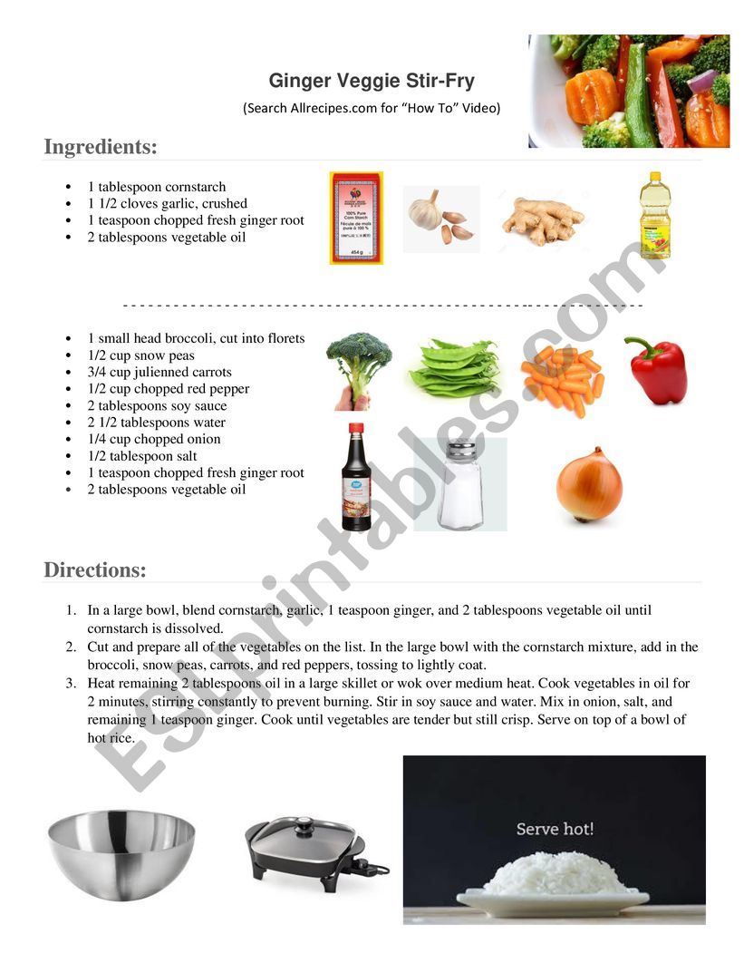 Ginger Veggie Stir Fry worksheet