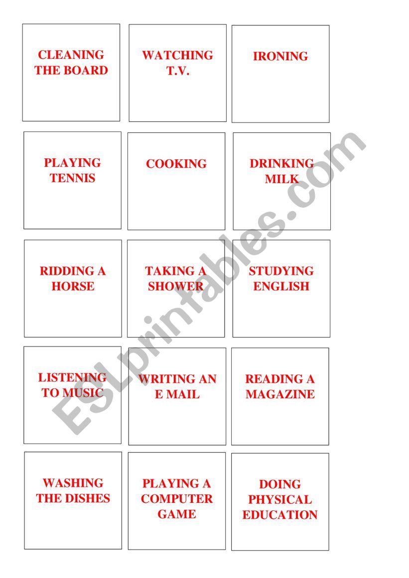 present continuous actions  worksheet