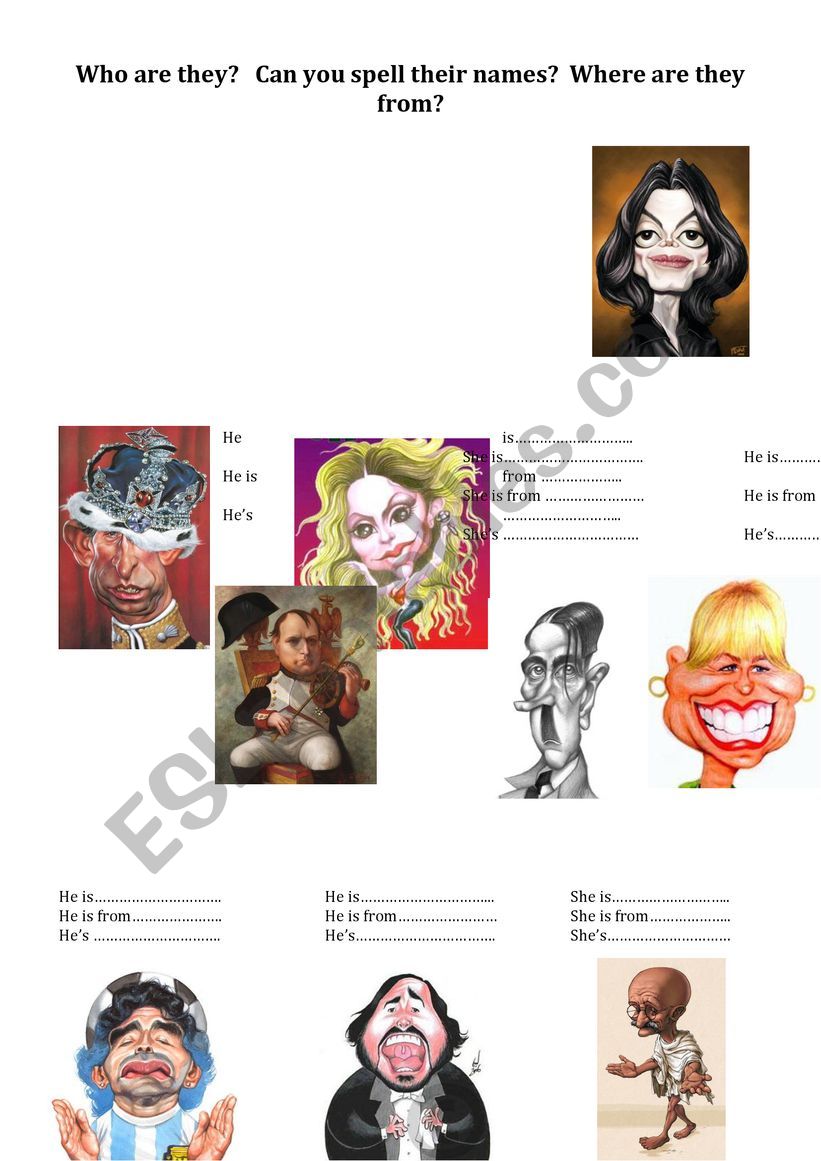 famous people worksheet