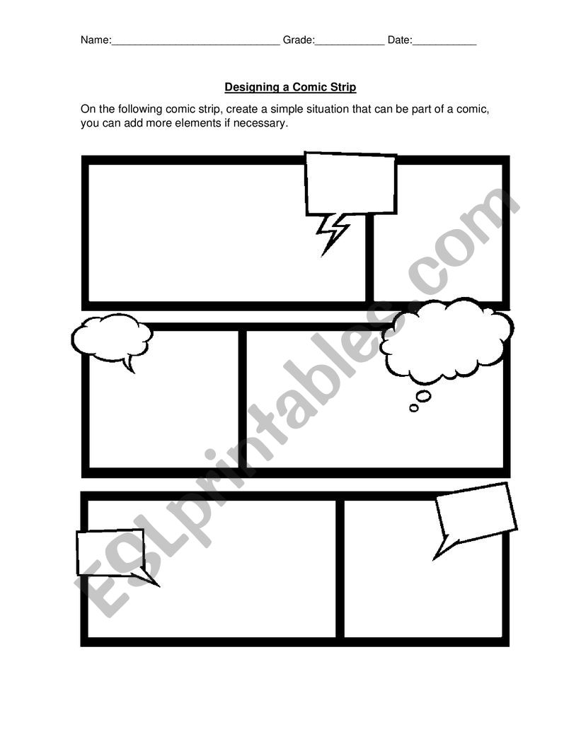 Designing a Comic Strip worksheet