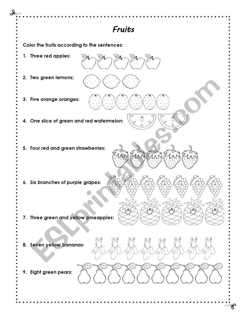 Fruits  worksheet