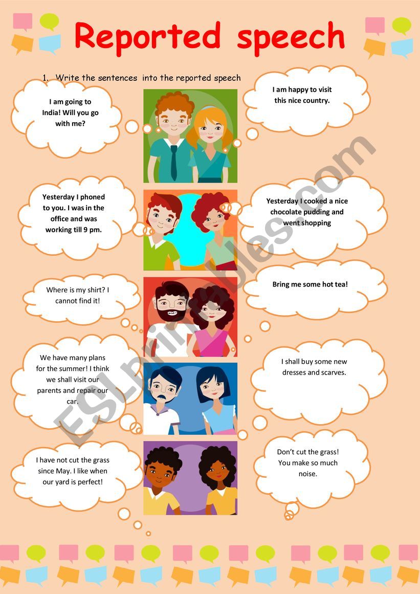 REPORTED SPEECH worksheet