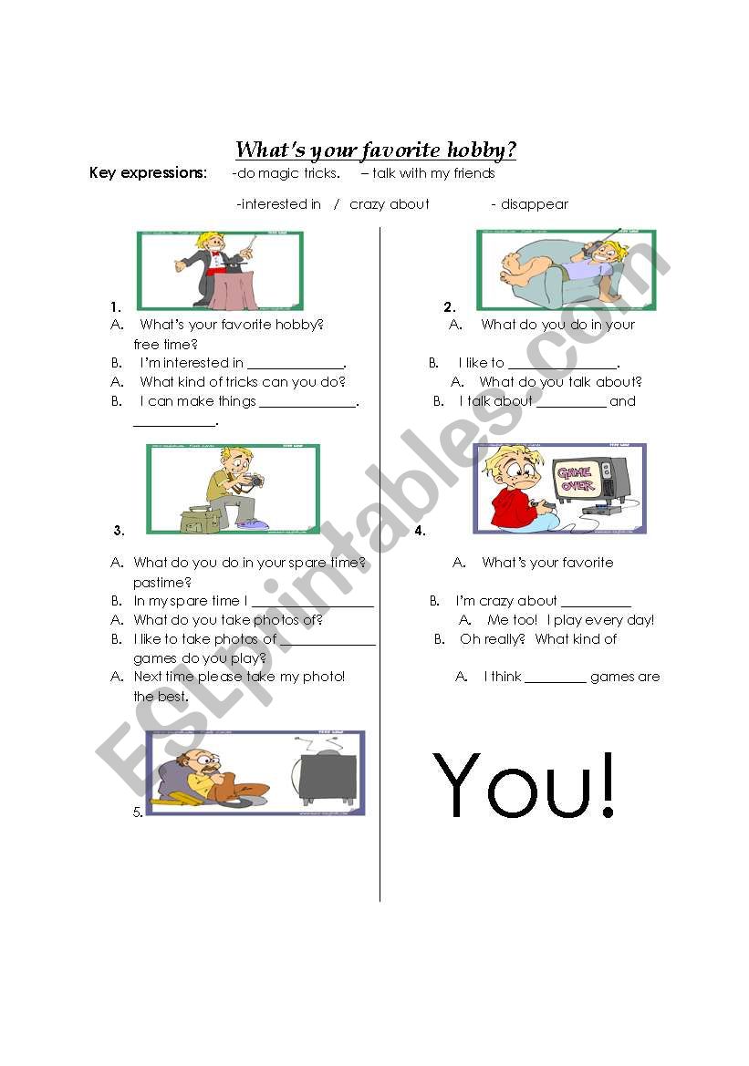 Hobbies worksheet