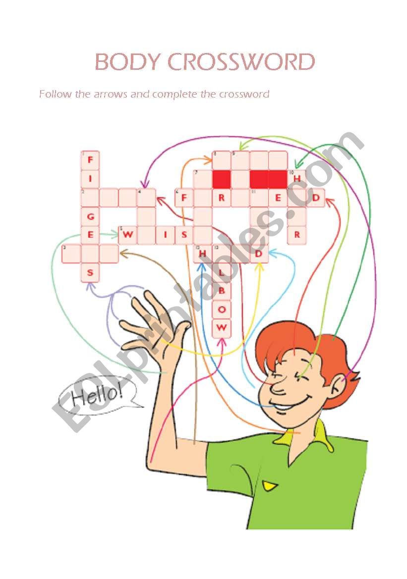 body crossword worksheet