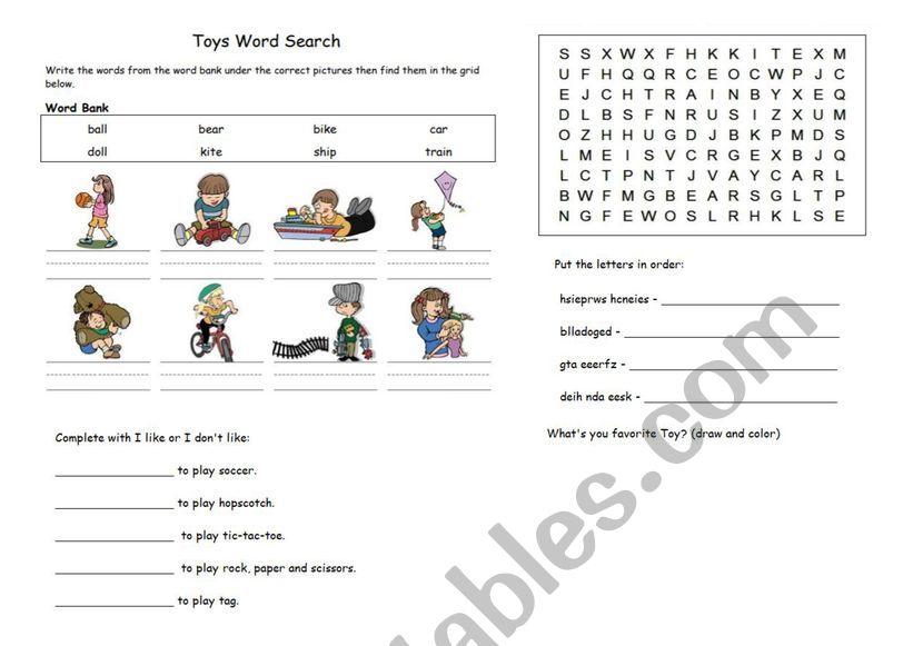 TOYS worksheet