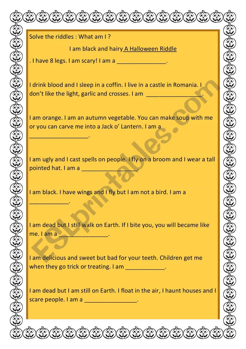 A Halloween Riddle worksheet