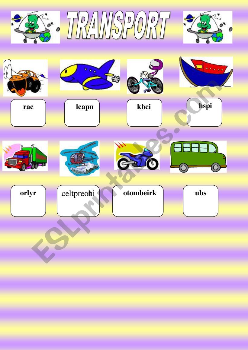 Transport vocabulary unscramble