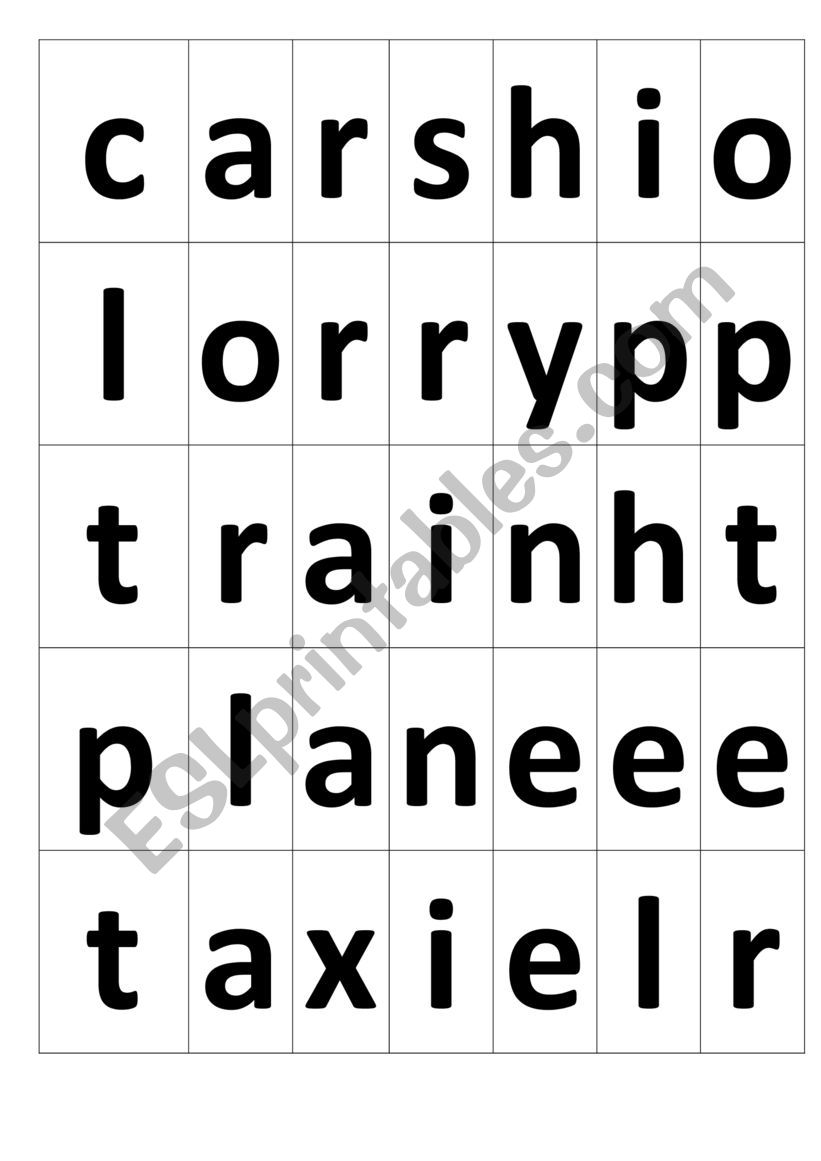 Transport vocabulary jigsaw game