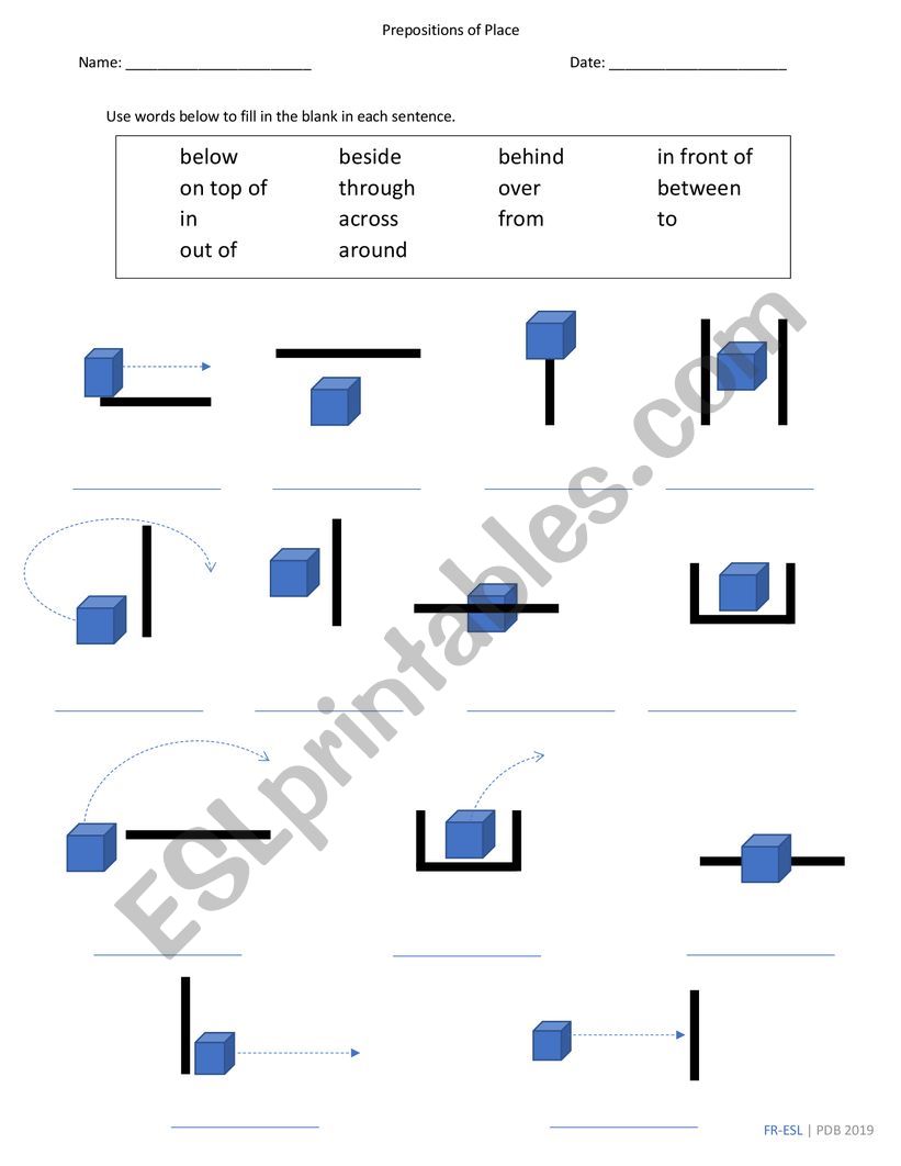 Prepositions of Place assessment