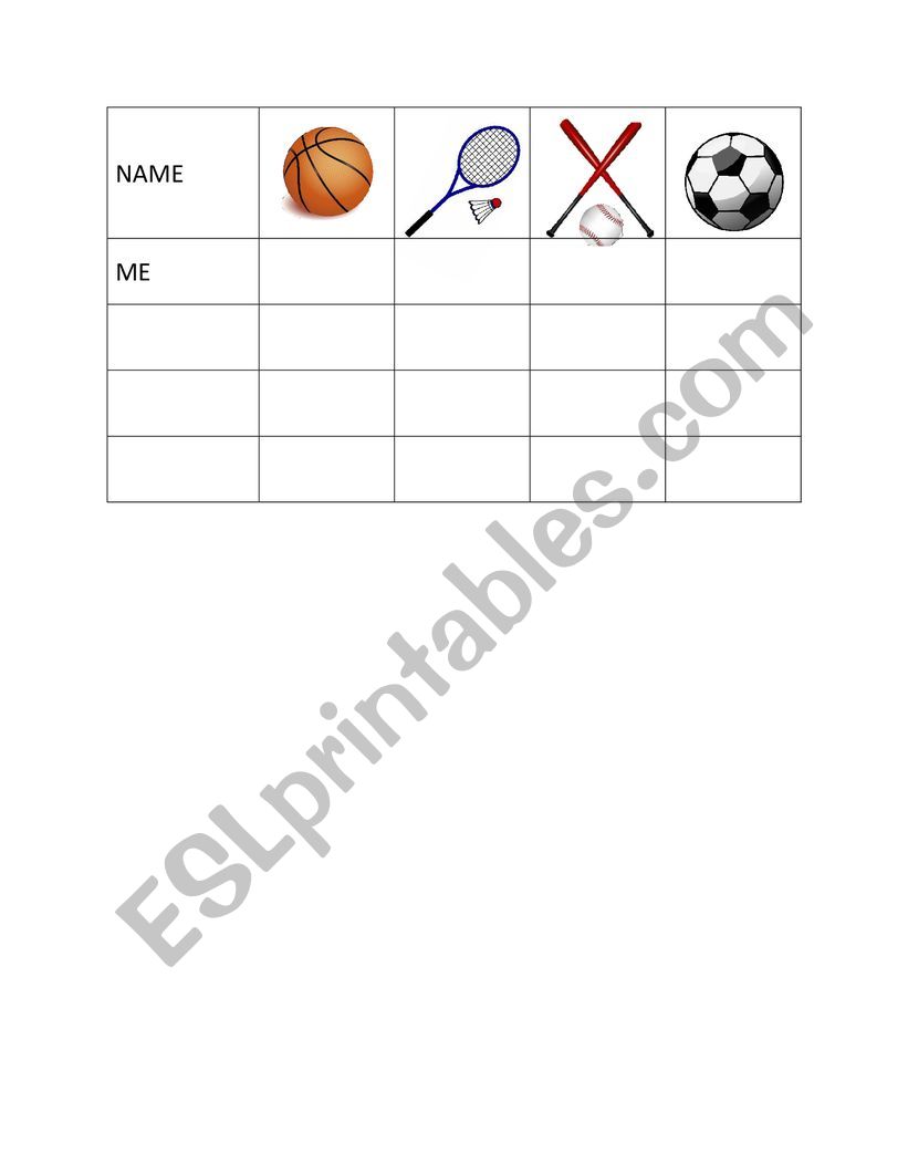 Sports worksheet