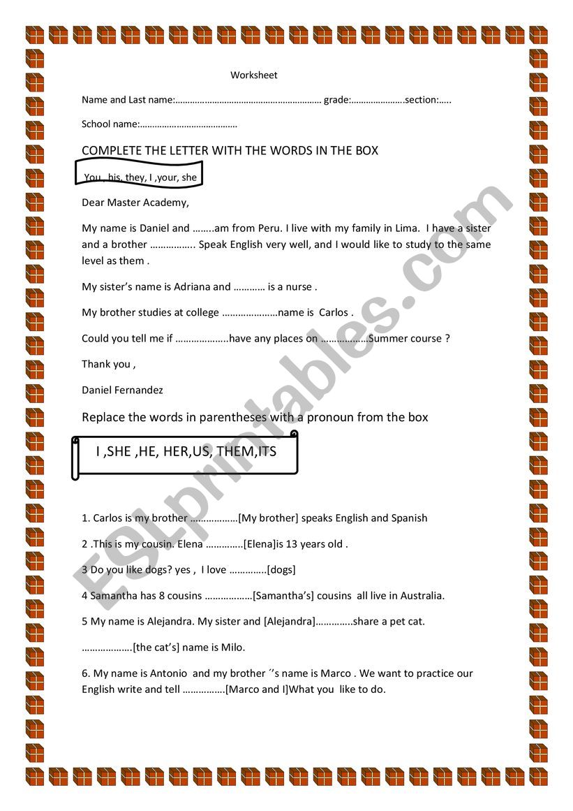 workshet worksheet