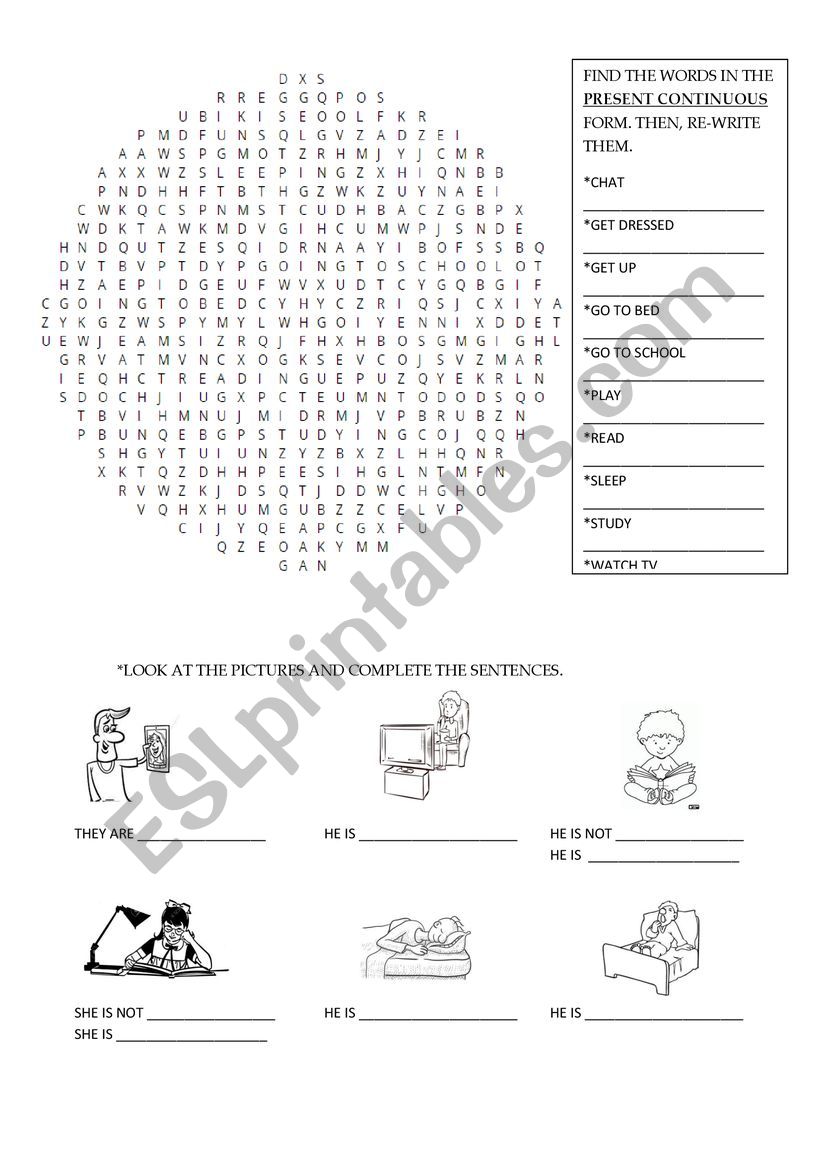 Present Continuous - Routines worksheet