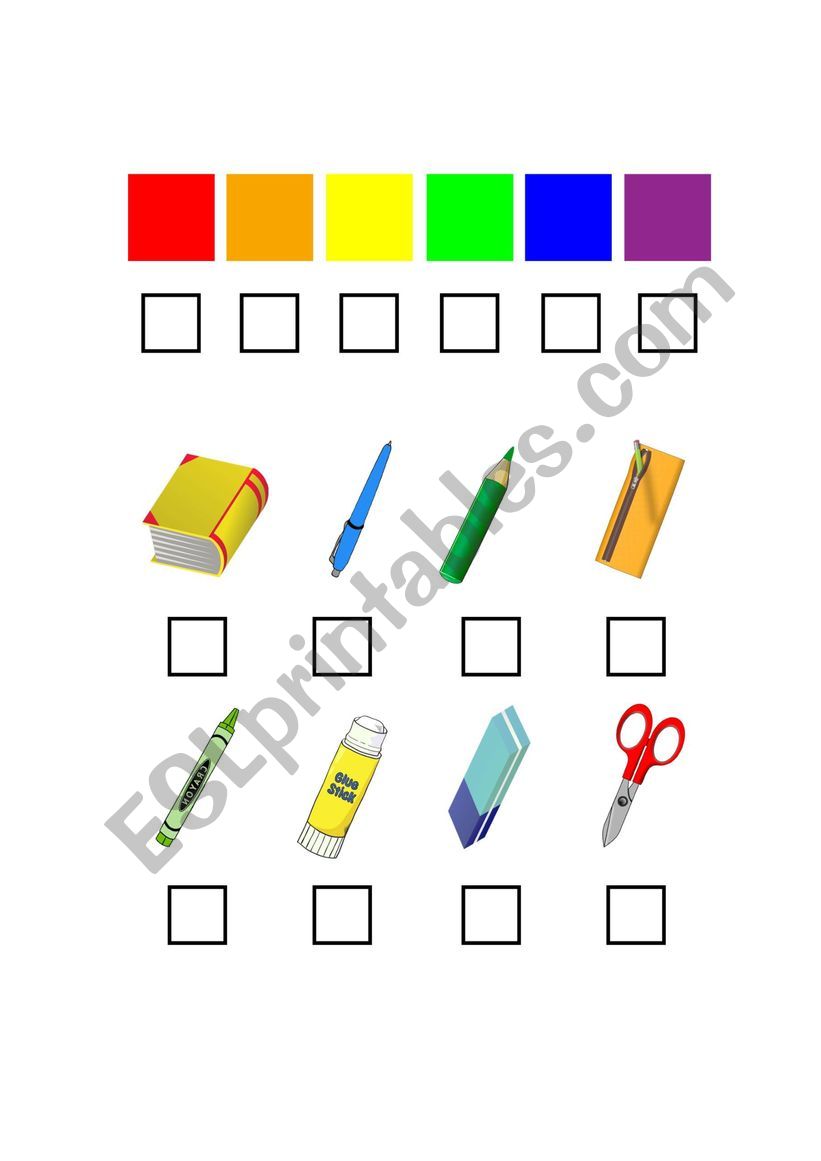 I spy ... classroom supplies worksheet