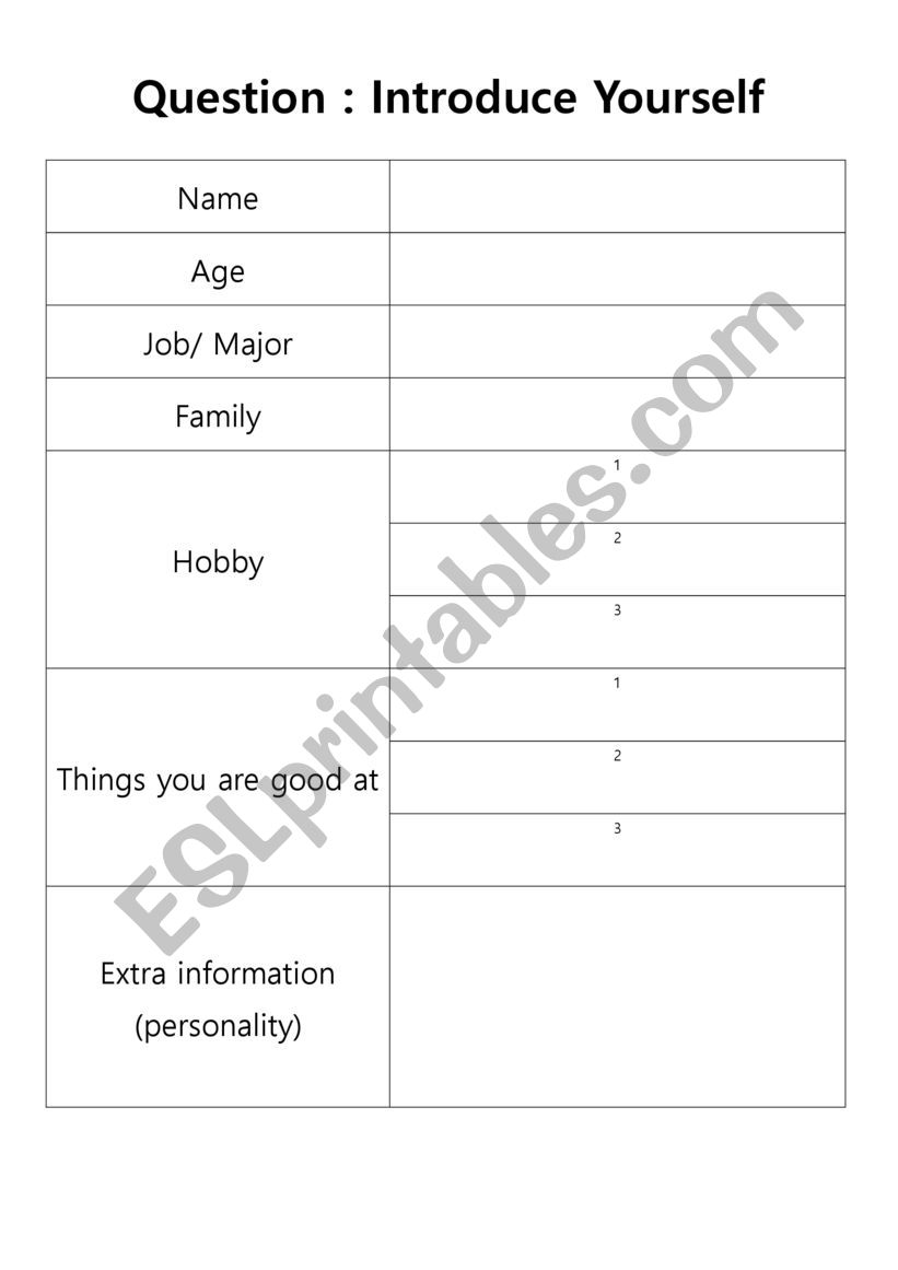 Questions for speaking worksheet
