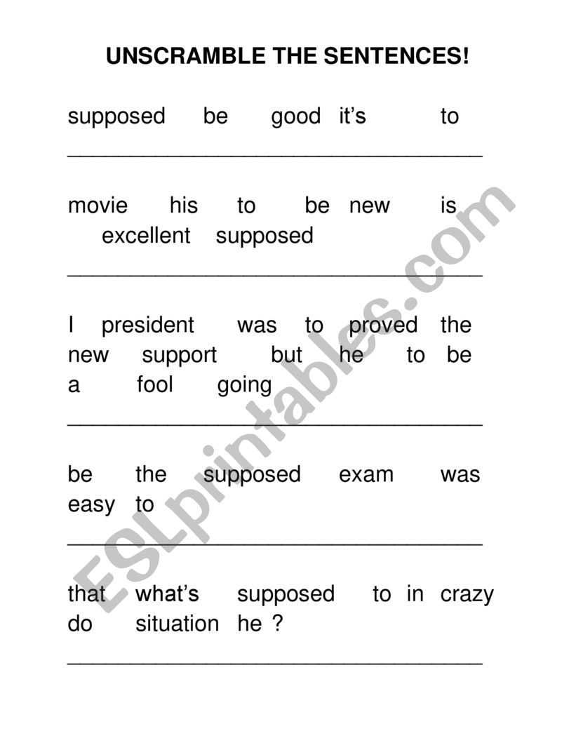 Unscramble The Sentences worksheet