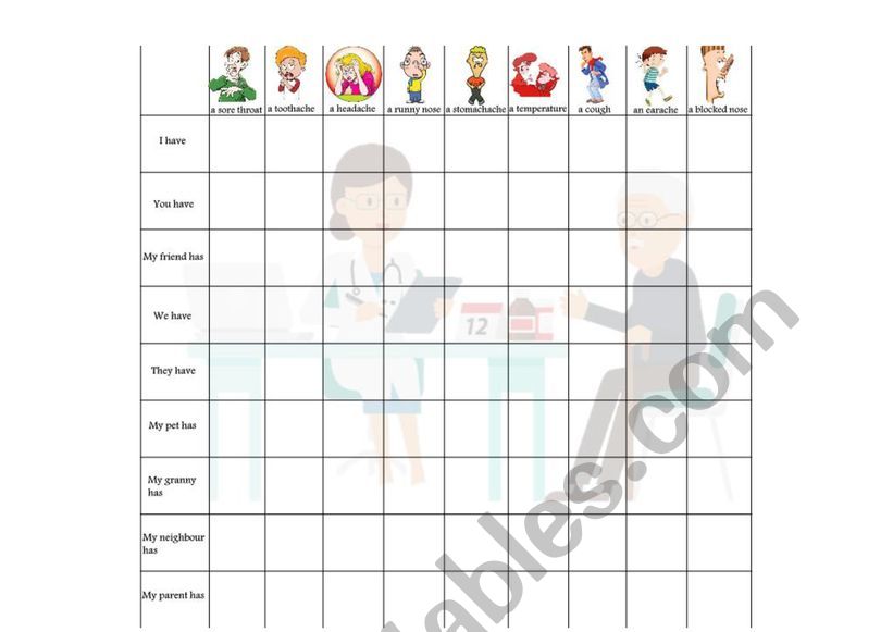 Battleship on illnesses worksheet