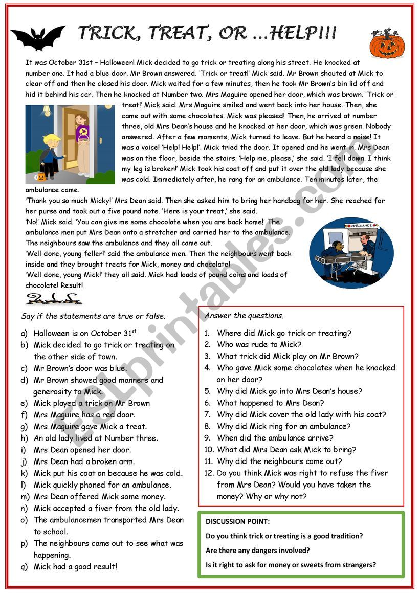 RC: Trick, treat or help!  worksheet