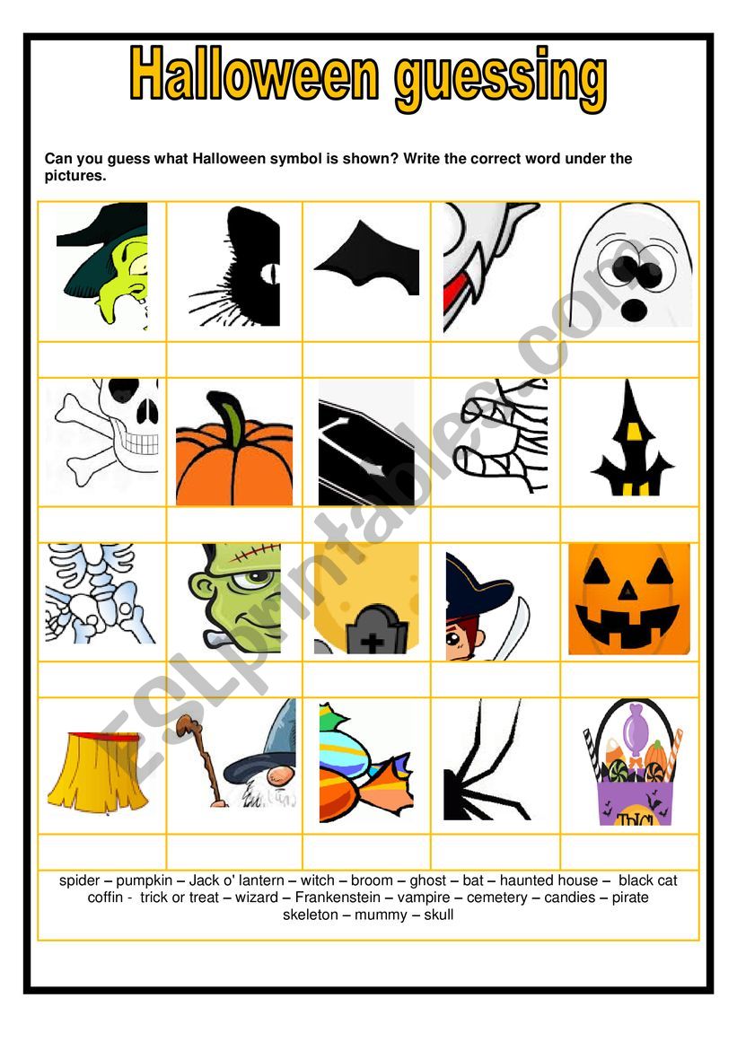 Halloween  guessing worksheet