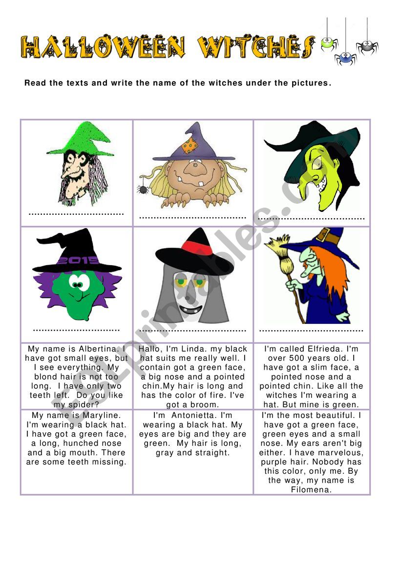 Halloween  witches worksheet