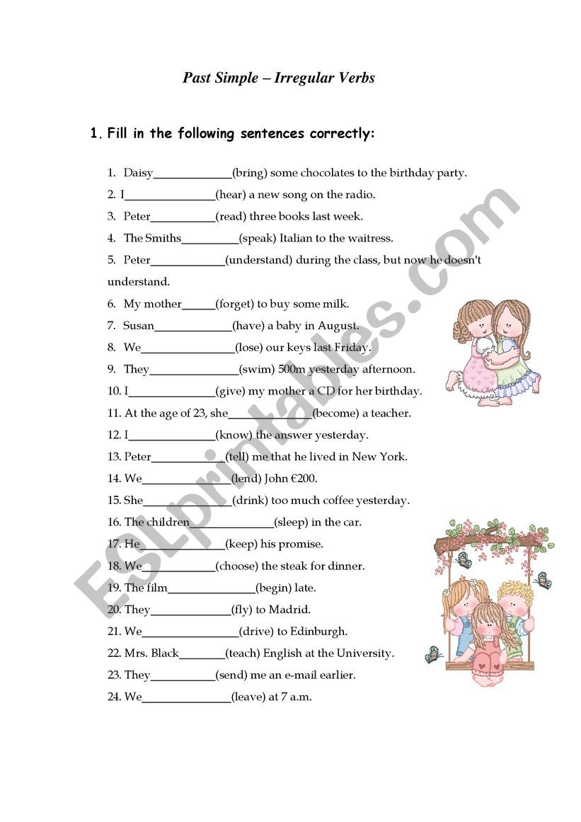 Past simple worksheet