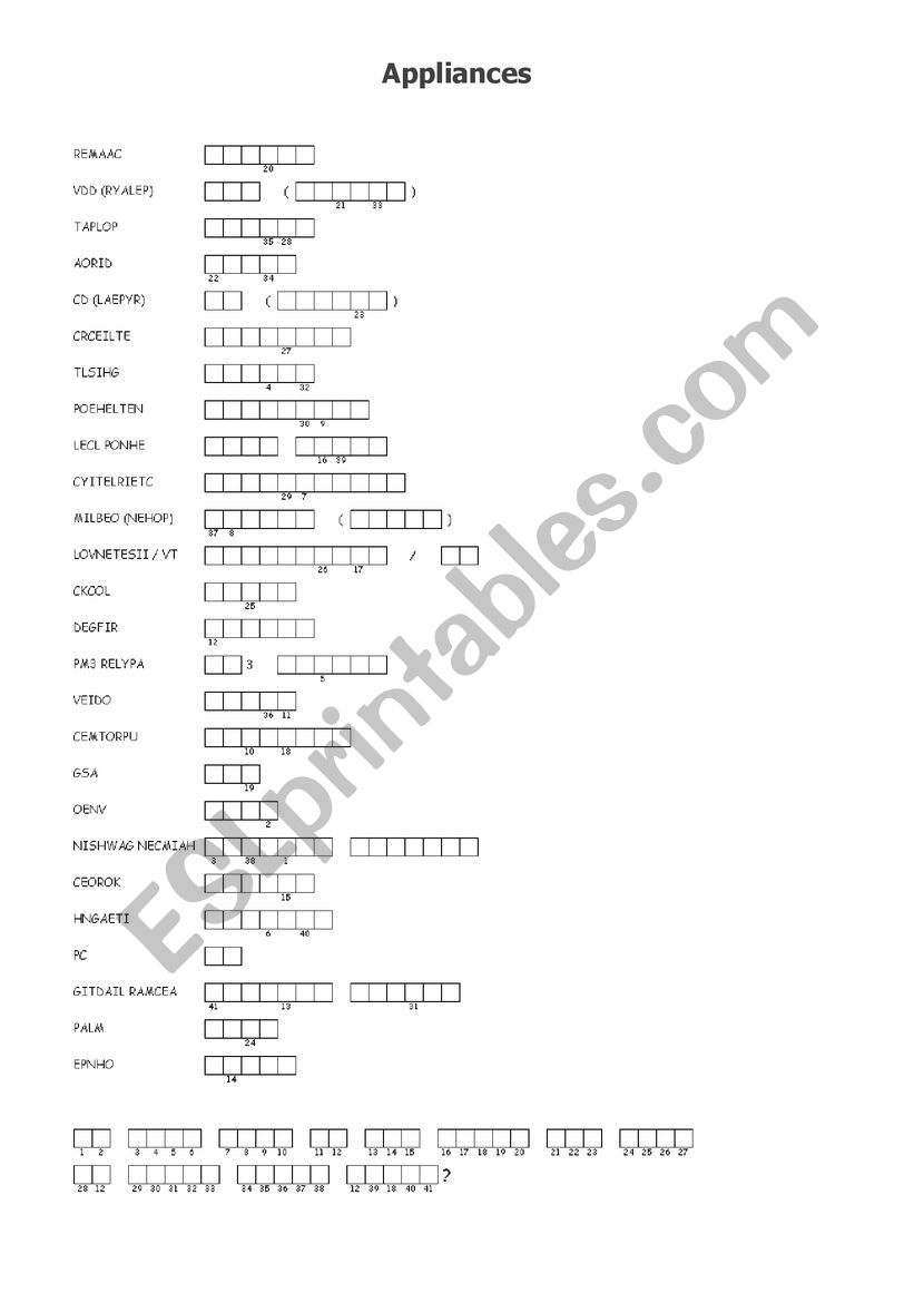 KET 2020 Vocabulary Appliances