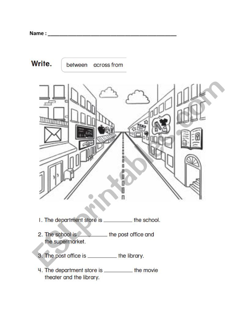 places to go worksheet