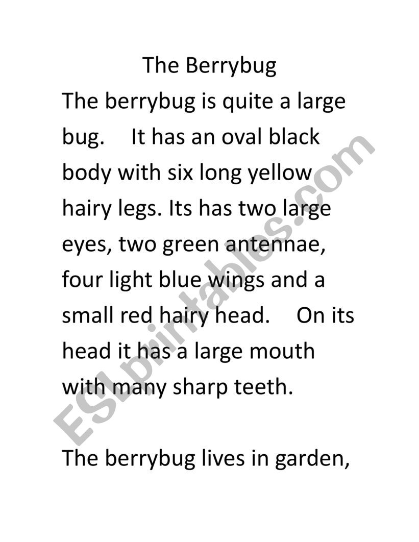 The Berry Bug worksheet