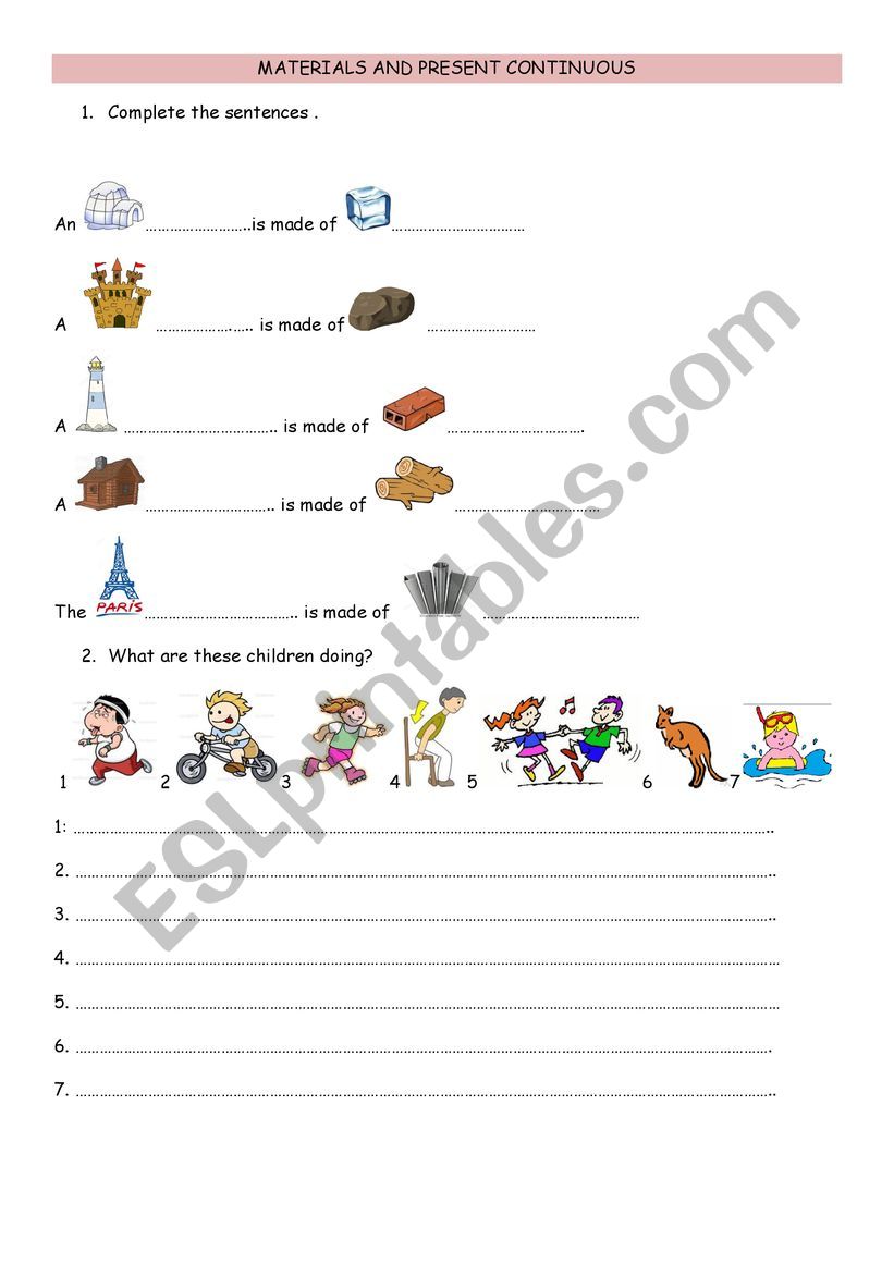 Materials and Present Continuous