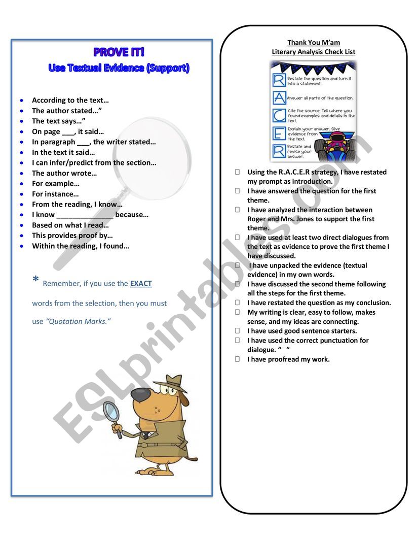 Textual Evidence - ESL worksheet by r22hmaz With Regard To Citing Textual Evidence Worksheet