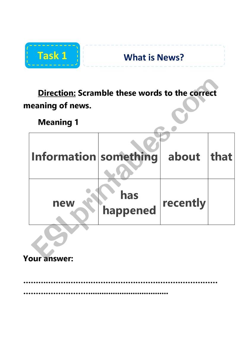 What is news? worksheet