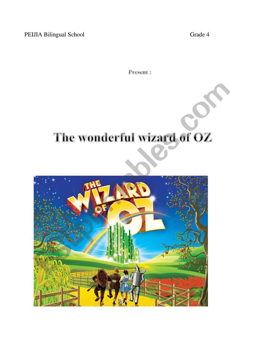 Wizard of Oz Script worksheet