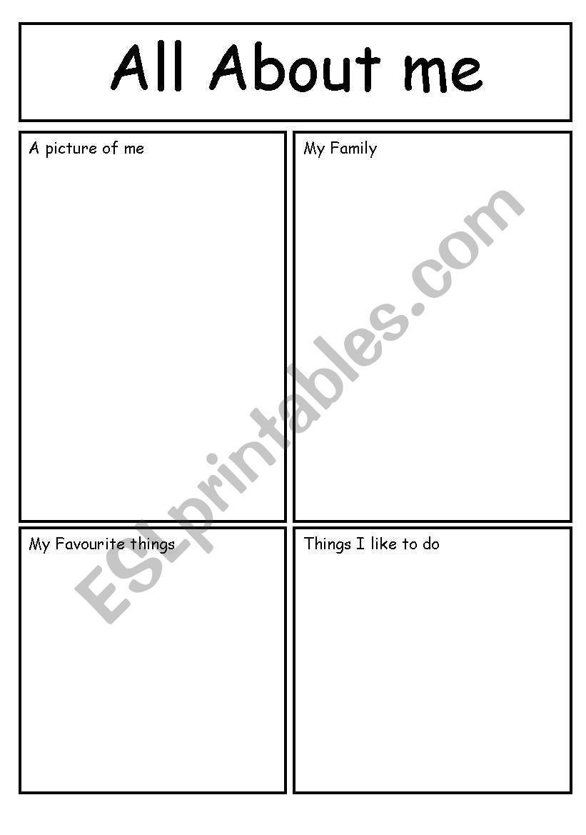 Comic strip - About Me worksheet