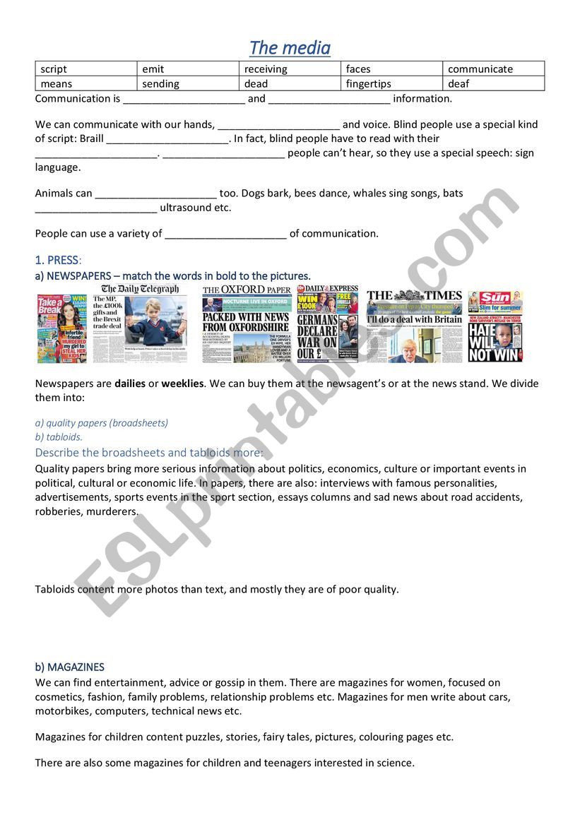 the Media worksheet